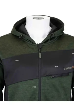 Sweat à Capuche Homme Kaki et Noir Trakker Marl Fleece Back Hoody Pas Cher