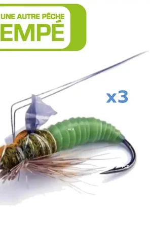 MOUCHE SEMPE NYMPHE PUPA CADDIS VERTE NON LESTEE H12 PAR 3 Paiement Sécurisé