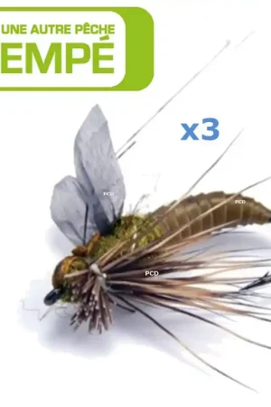 MOUCHE SEMPE NYMPHE PUPA CADDIS OLIVE BRUNE NON LESTEE H12 PAR 3 Expédié Aujourd’hui