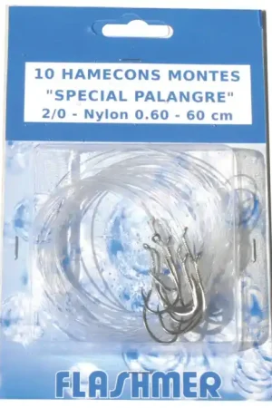 10 Hameçons Montés pour Palangre N°3/0 Inox Usine Directe