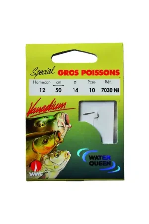 10 Hameçons montés Water Queen spécial gros poissons 7030 NI 50 cm Meilleur Choix