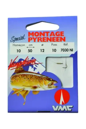 10 Hameçons montés Water Queen spécial montage pyrénéen 7030 NI 50 cm Pas Cher