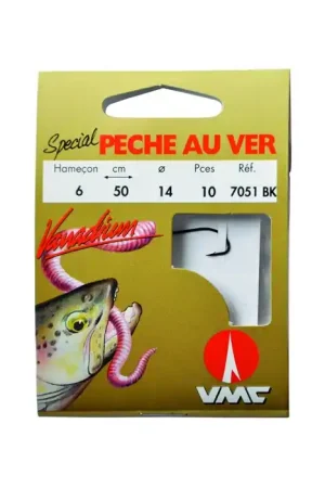 10 Hameçons montés Water Queen spécial pêche au ver 7051 BK 50 cm Offre Limitée