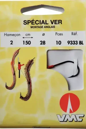 10 Hameçons montés Water Queen spécial ver montage anglais 9333 BL 150 cm Pas Cher