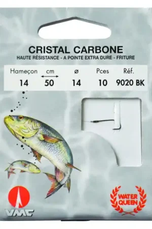 10 Hameçons montés Water Queen cristal carbone 9020 BK 50 cm Prix Choc