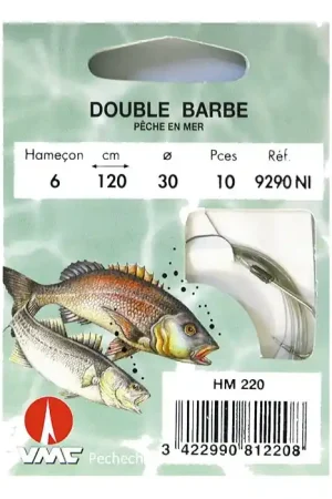 10 Hameçons montés Water Queen double barbe 9290 NI 120 cm Nouvelle Collection