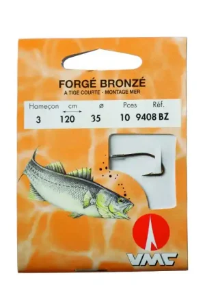 10 Hameçons montés Water Queen forgé bronzé tige courte 9408 BZ 120 cm Pas Cher