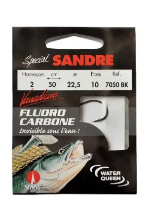 10 Hameçons montés Water Queen fluorocarbone spécial sandre 7050 BK 100 cm Prix Bas