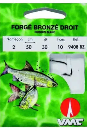 10 Hameçons montés Water Queen forgé bronzé droit 9408 BZ 50 cm Soldes