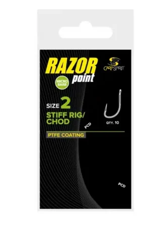 Commander Vite Hameçons Carp Spirit Razor Point Stiff Rig/Chod Par 10