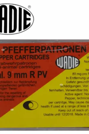 Seulement Aujourd’hui Cartouches Wadie 9mm/380 PV Pepper A Gaz Poivre Par 10