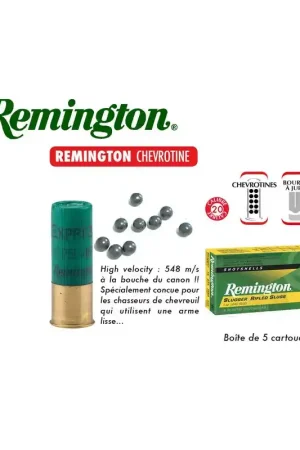 Authentique CARTOUCHES CHEVROTINES SLUGGER RIFLED SLUGS 20/70 REMINGTON