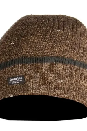 Affaire À Saisir Bonnet Homme Somlys Doublé Polaire Marron Chiné 2465