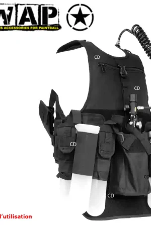 GILET TACTICAL SWAP NOIR AVEC HARNAIS Prix Choc