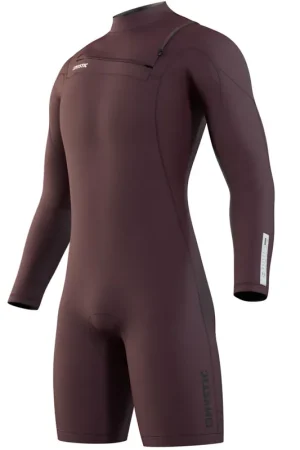 Affaire À Saisir Mystic Marshall Shorty manches longues 3/2mm rouge merlot zip avant combinaison homme XS