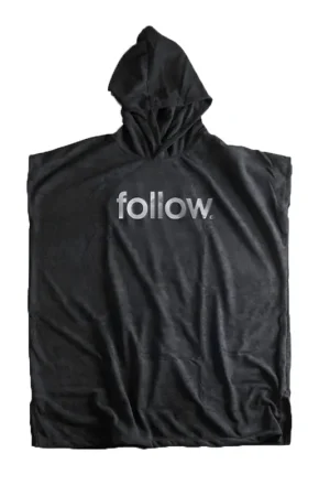 Follow Hooded Towelie poncho à capuche noir unisexe one size Soldes