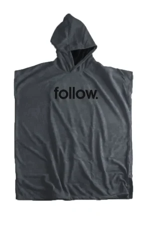 Follow Poncho à capuche Towelie gris unisexe one size Expédié Aujourd’hui