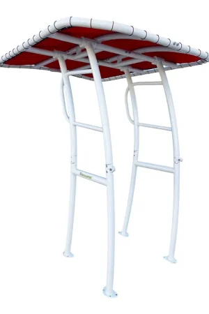 Expédition Rapide Fishmaster Pro T-Top blanc avec toile rouge One Size