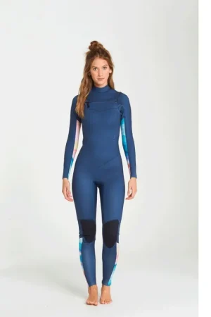 Promotion Combinaison Billabong Femme Salty Dayz 5/4 Front Zip 2019 Blue Taille