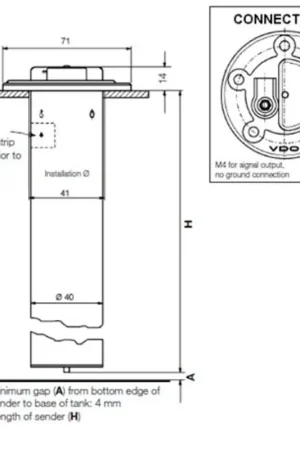 VDO Jauge de niveau de carburant à tube plongeur 750mm Marque