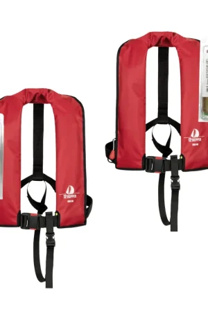 Lot de 2 : 12skipper gilet de sauvetage automatique 165N ISO - rouge, inclus 2 kits de réarmement Prix Réduit