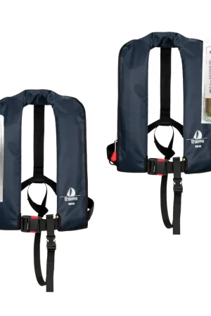 Lot de 2 : 12skipper gilet de sauvetage automatique 165N ISO - bleu marine, inclus 2 kits de réarmement Commande En Gros
