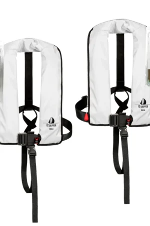 Expédition Rapide Lot de 2 : 12skipper gilet de sauvetage automatique 165N ISO avec harnais - blanc, inclus 2 kits de réarmement
