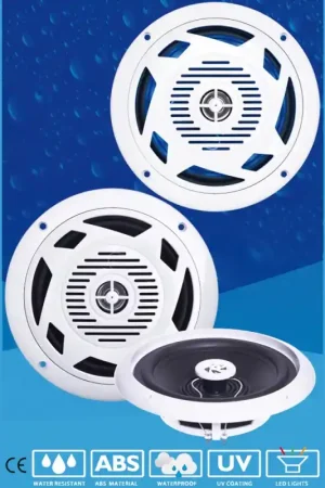 Expédition Rapide Haut parleur DISCO - la paire - 180 W - blanc - avec LED bleu